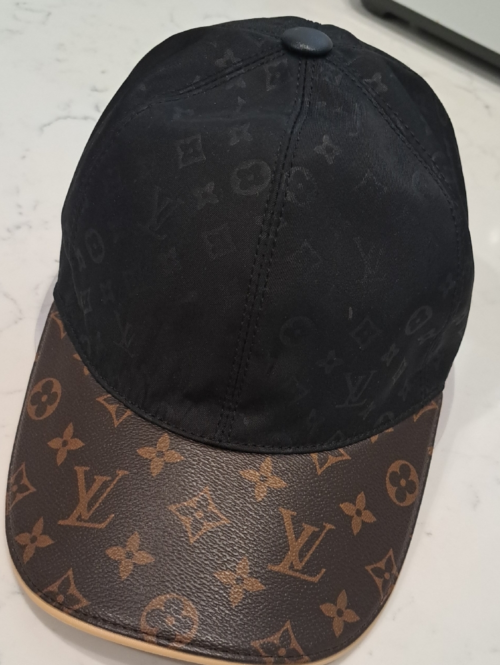 Louis Vuitton Black & Brown Monogram Baseball Cap